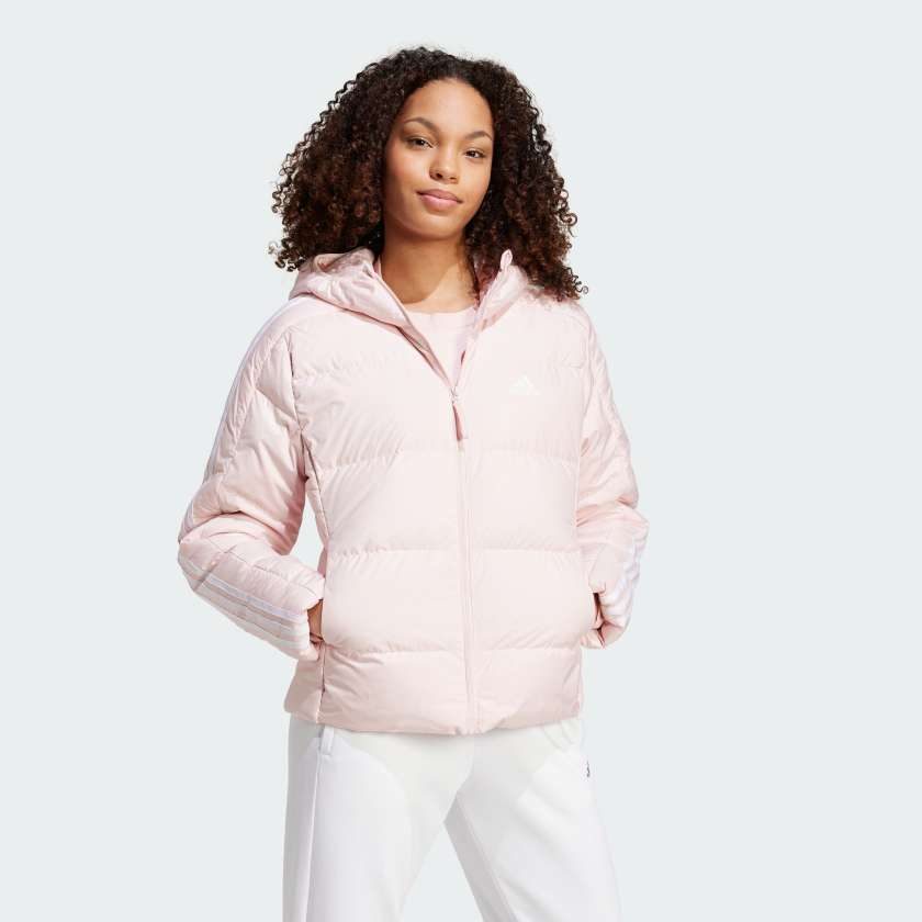 Пуховик Essentials 3-Stripes Mid Down Hooded